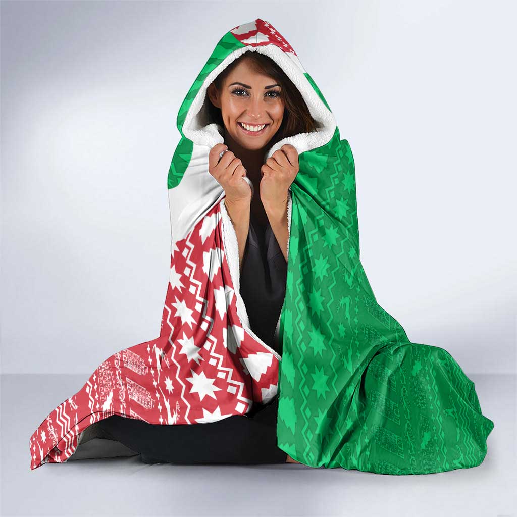 Italy Christmas Hooded Blanket with Pizza Chef Santa Leaning Tower Colosseum and Red Green Holiday Pattern Design - Wonder Print Shop