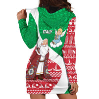 Italy Christmas Hoodie Dress with Pizza Chef Santa Leaning Tower Colosseum and Red Green Holiday Pattern Design - Wonder Print Shop