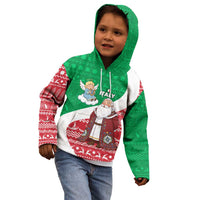Italy Christmas Kid Hoodie with Pizza Chef Santa Leaning Tower Colosseum and Red Green Holiday Pattern Design - Wonder Print Shop
