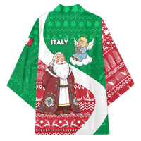 Italy Christmas Kimono with Pizza Chef Santa Leaning Tower Colosseum and Red Green Holiday Pattern Design - Wonder Print Shop
