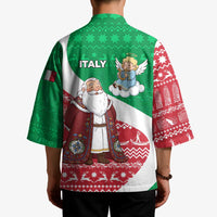 Italy Christmas Kimono with Pizza Chef Santa Leaning Tower Colosseum and Red Green Holiday Pattern Design - Wonder Print Shop