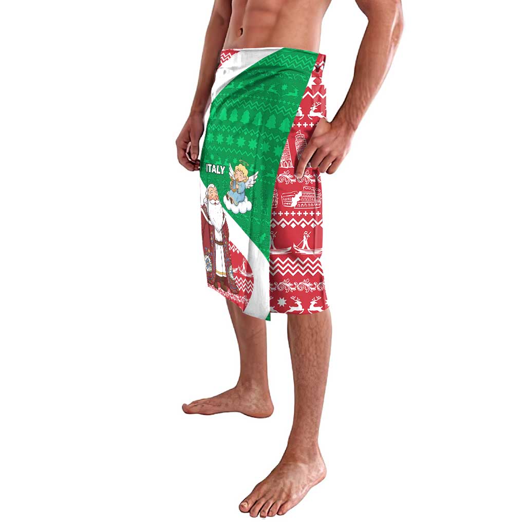 Italy Christmas Lavalava with Pizza Chef Santa Leaning Tower Colosseum and Red Green Holiday Pattern Design - Wonder Print Shop