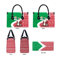 Italy Christmas Leather Bag with Pizza Chef Santa Leaning Tower Colosseum and Red Green Holiday Pattern Design - Wonder Print Shop
