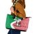 Italy Christmas Leather Tote Bag with Pizza Chef Santa Leaning Tower Colosseum and Red Green Holiday Pattern Design - Wonder Print Shop