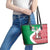 Italy Christmas Leather Tote Bag with Pizza Chef Santa Leaning Tower Colosseum and Red Green Holiday Pattern Design - Wonder Print Shop