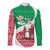 Italy Christmas Long Sleeve Button Shirt with Pizza Chef Santa Leaning Tower Colosseum and Red Green Holiday Pattern Design - Wonder Print Shop