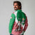Italy Christmas Long Sleeve Polo Shirt with Pizza Chef Santa Leaning Tower Colosseum and Red Green Holiday Pattern Design - Wonder Print Shop