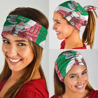 Italy Christmas Neck Gaiter with Pizza Chef Santa Leaning Tower Colosseum and Red Green Holiday Pattern Design - Wonder Print Shop