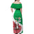 Italy Christmas Off Shoulder Maxi Dress with Pizza Chef Santa Leaning Tower Colosseum and Red Green Holiday Pattern Design - Wonder Print Shop