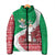 Italy Christmas Padded Jacket with Pizza Chef Santa Leaning Tower Colosseum and Red Green Holiday Pattern Design - Wonder Print Shop