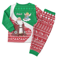 Italy Christmas Pajama Set with Pizza Chef Santa Leaning Tower Colosseum and Red Green Holiday Pattern Design - Wonder Print Shop