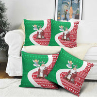 Italy Christmas Pillow Cover with Pizza Chef Santa Leaning Tower Colosseum and Red Green Holiday Pattern Design - Wonder Print Shop