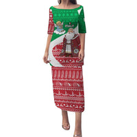 Italy Christmas Puletasi with Pizza Chef Santa Leaning Tower Colosseum and Red Green Holiday Pattern Design - Wonder Print Shop