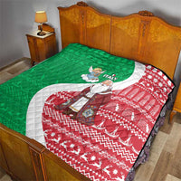 Italy Christmas Quilt with Pizza Chef Santa Leaning Tower Colosseum and Red Green Holiday Pattern Design - Wonder Print Shop