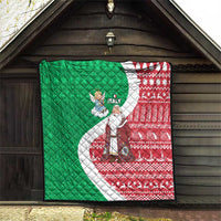 Italy Christmas Quilt with Pizza Chef Santa Leaning Tower Colosseum and Red Green Holiday Pattern Design - Wonder Print Shop