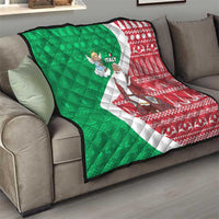 Italy Christmas Quilt with Pizza Chef Santa Leaning Tower Colosseum and Red Green Holiday Pattern Design - Wonder Print Shop