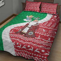 Italy Christmas Quilt Bed Set with Pizza Chef Santa Leaning Tower Colosseum and Red Green Holiday Pattern Design - Wonder Print Shop