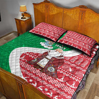 Italy Christmas Quilt Bed Set with Pizza Chef Santa Leaning Tower Colosseum and Red Green Holiday Pattern Design - Wonder Print Shop