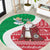 Italy Christmas Round Carpet with Pizza Chef Santa Leaning Tower Colosseum and Red Green Holiday Pattern Design - Wonder Print Shop