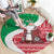 Italy Christmas Round Carpet with Pizza Chef Santa Leaning Tower Colosseum and Red Green Holiday Pattern Design - Wonder Print Shop