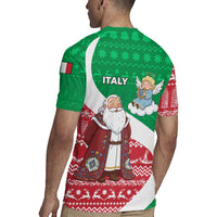 Italy Christmas Rugby Jersey with Pizza Chef Santa Leaning Tower Colosseum and Red Green Holiday Pattern Design - Wonder Print Shop