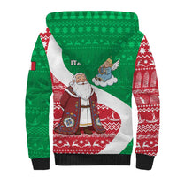 Italy Christmas Sherpa Hoodie with Pizza Chef Santa Leaning Tower Colosseum and Red Green Holiday Pattern Design - Wonder Print Shop