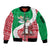 Italy Christmas Sleeve Zip Bomber Jacket with Pizza Chef Santa Leaning Tower Colosseum and Red Green Holiday Pattern Design - Wonder Print Shop