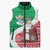 Italy Christmas Sleeveless Puffer Jacket with Pizza Chef Santa Leaning Tower Colosseum and Red Green Holiday Pattern Design - Wonder Print Shop