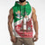 Italy Christmas Sleeveless Zip Hoodie with Pizza Chef Santa Leaning Tower Colosseum and Red Green Holiday Pattern Design - Wonder Print Shop