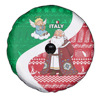 Italy Christmas Spare Tire Cover with Pizza Chef Santa Leaning Tower Colosseum and Red Green Holiday Pattern Design - Wonder Print Shop