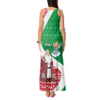 Italy Christmas Tank Maxi Dress with Pizza Chef Santa Leaning Tower Colosseum and Red Green Holiday Pattern Design - Wonder Print Shop