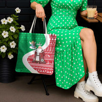 Italy Christmas Tote Bag with Pizza Chef Santa Leaning Tower Colosseum and Red Green Holiday Pattern Design - Wonder Print Shop