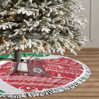 Italy Christmas Tree Skirt with Pizza Chef Santa Leaning Tower Colosseum and Red Green Holiday Pattern Design - Wonder Print Shop