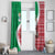 Italy Christmas Window Curtain with Pizza Chef Santa Leaning Tower Colosseum and Red Green Holiday Pattern Design - Wonder Print Shop