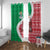Italy Christmas Window Curtain with Pizza Chef Santa Leaning Tower Colosseum and Red Green Holiday Pattern Design - Wonder Print Shop