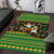 Jamaica Christmas Area Rug with Rasta Santa Snowman Gingerbread Drummer Palm Trees and Green Yellow Knit Pattern Design - Wonder Print Shop