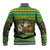 Jamaica Christmas Baseball Jacket with Rasta Santa Snowman Gingerbread Drummer Palm Trees and Green Yellow Knit Pattern Design - Wonder Print Shop