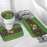 Jamaica Christmas Bathroom Set with Rasta Santa Snowman Gingerbread Drummer Palm Trees and Green Yellow Knit Pattern Design - Wonder Print Shop