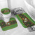 Jamaica Christmas Bathroom Set with Rasta Santa Snowman Gingerbread Drummer Palm Trees and Green Yellow Knit Pattern Design - Wonder Print Shop
