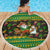 Jamaica Christmas Beach Blanket with Rasta Santa Snowman Gingerbread Drummer Palm Trees and Green Yellow Knit Pattern Design - Wonder Print Shop