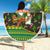 Jamaica Christmas Beach Blanket with Rasta Santa Snowman Gingerbread Drummer Palm Trees and Green Yellow Knit Pattern Design - Wonder Print Shop