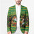 Jamaica Christmas Blazer with Rasta Santa Snowman Gingerbread Drummer Palm Trees and Green Yellow Knit Pattern Design - Wonder Print Shop