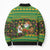 Jamaica Christmas Bomber Puffer Jacket with Rasta Santa Snowman Gingerbread Drummer Palm Trees and Green Yellow Knit Pattern Design - Wonder Print Shop