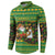 Jamaica Christmas Button Sweatshirt with Rasta Santa Snowman Gingerbread Drummer Palm Trees and Green Yellow Knit Pattern Design - Wonder Print Shop