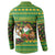 Jamaica Christmas Button Sweatshirt with Rasta Santa Snowman Gingerbread Drummer Palm Trees and Green Yellow Knit Pattern Design - Wonder Print Shop
