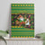 Jamaica Christmas Canvas Wall Art with Rasta Santa Snowman Gingerbread Drummer Palm Trees and Green Yellow Knit Pattern Design - Wonder Print Shop