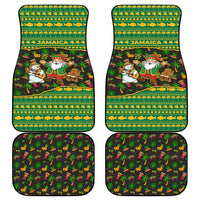 Jamaica Christmas Car Mats with Rasta Santa Snowman Gingerbread Drummer Palm Trees and Green Yellow Knit Pattern Design - Wonder Print Shop
