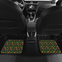 Jamaica Christmas Car Mats with Rasta Santa Snowman Gingerbread Drummer Palm Trees and Green Yellow Knit Pattern Design - Wonder Print Shop