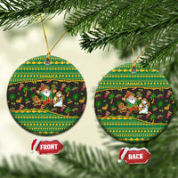Jamaica Christmas Ceramic Ornament with Rasta Santa Snowman Gingerbread Drummer Palm Trees and Green Yellow Knit Pattern Design - Wonder Print Shop