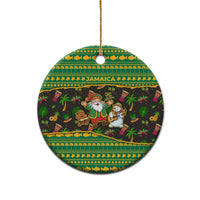 Jamaica Christmas Ceramic Ornament with Rasta Santa Snowman Gingerbread Drummer Palm Trees and Green Yellow Knit Pattern Design - Wonder Print Shop
